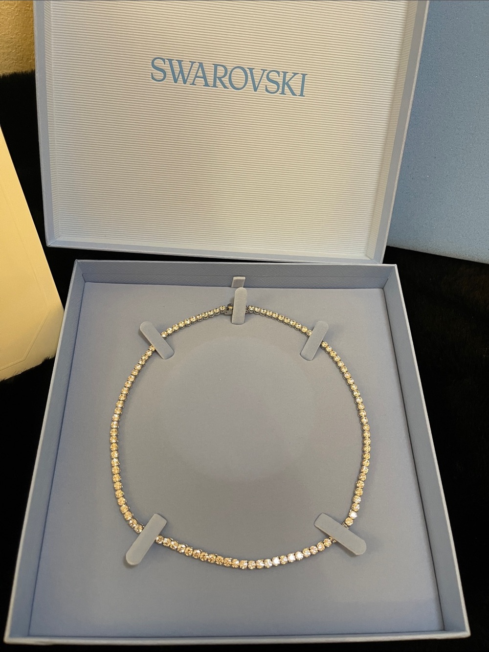Swarovski Clear Crystal Tennis Necklace - Classic Sparkle Choker 16” Brand New
